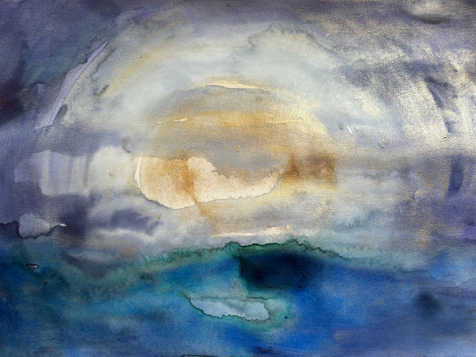 "Puesta" Acuarela y té de hibisco sobre papel, 2023